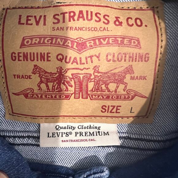 Levis Premium Denim Jacket Men’s Size L Trucker Snap - Picture 2 of 12